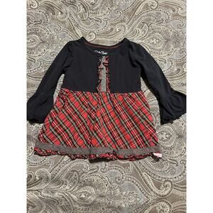 Ruffle Butts Girls Dress Tunic Size 5 Long Sleeves Black/Red Plaid